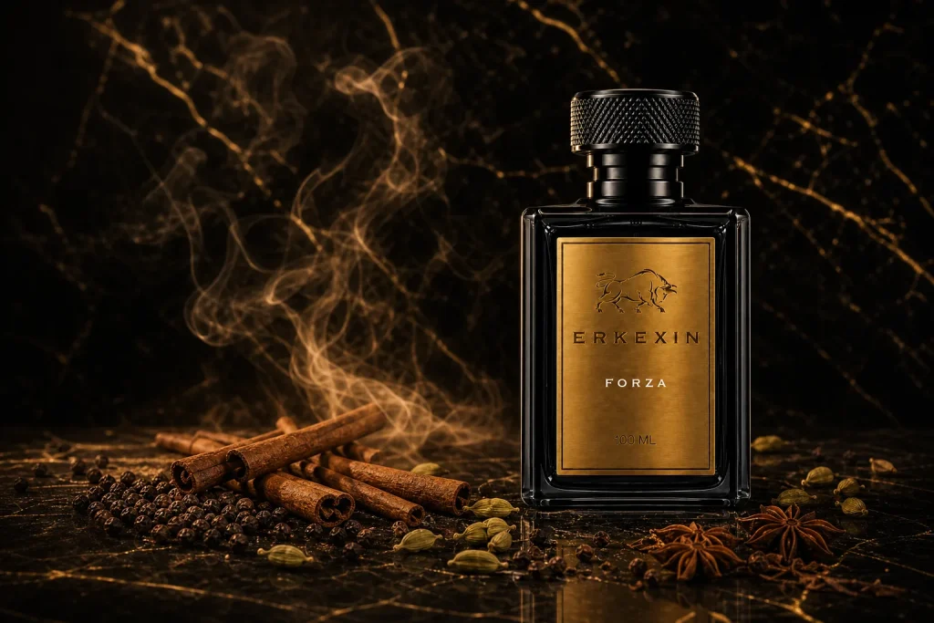 Erkexin Forza etiketli baharatlı erkek parfümü rehber görseli