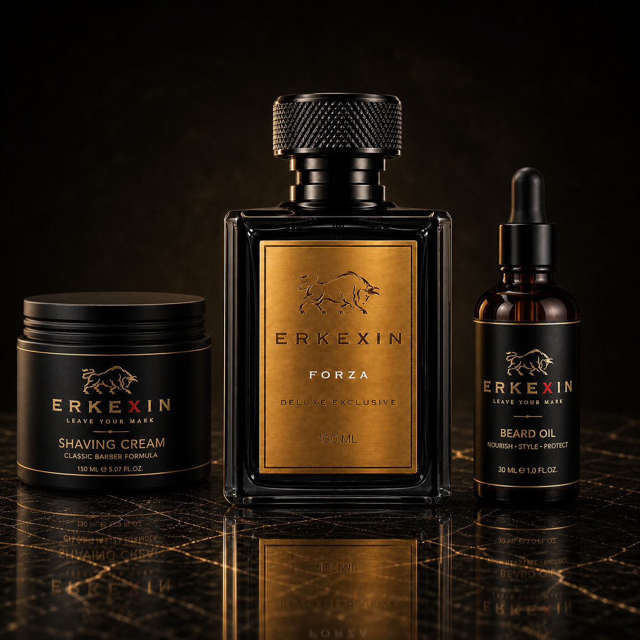 Forza Care Set yeni Forza parfüm şişesi, shaving cream ve beard oil görseli
