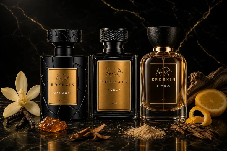 Erkexin Monarch Forza ve Hero etiketli parfüm notaları rehber görseli